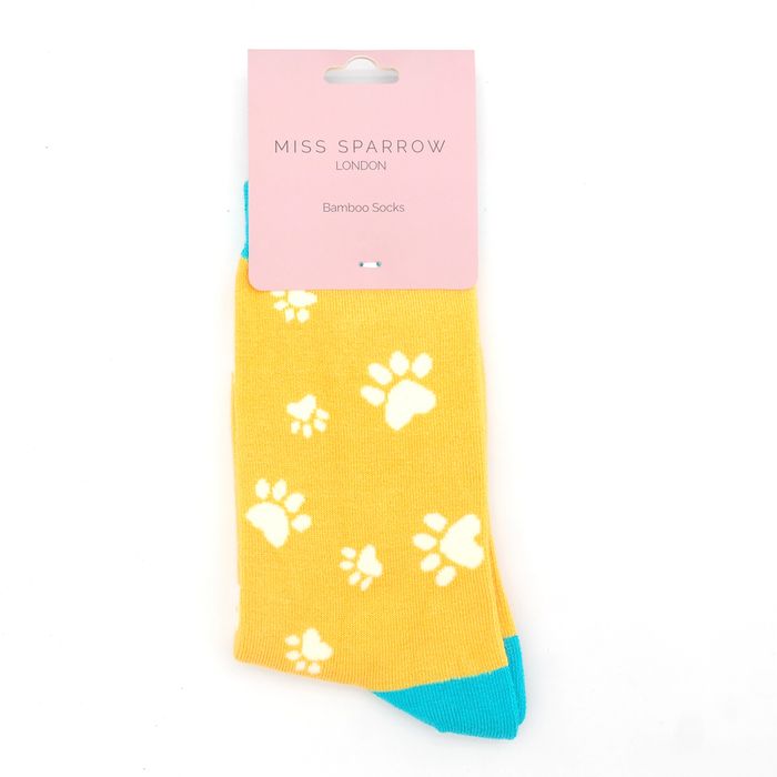 SKS272 Paw print socks Yellow