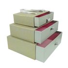 Emartbuy Set of 3 Rigid Luxury Rectangle Presentation Gift Box, Metallic Gold Grey Box with Chequered Interior, Satin Bow and Carry Handle