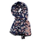 SF042 Mini Leaves Scarf Navy