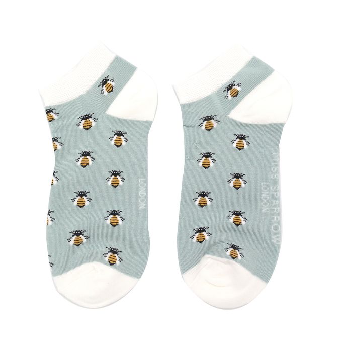 SKT004 Honey Bee Trainer Socks Powder Blue