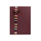 Emartbuy Set of 3 Gift Box, Burgundy Box with Lid and Stripes Decorative Ribbon