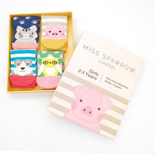 BK004 Girls 2-3 Years Animal Socks Box