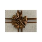 Emartbuy Set of 3 Gift Box, Brown Box with Light Brown Lid and Satin Decorative Bow Ribbon