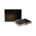 Emartbuy Set of 3 Gift Box, Brown Box with Light Brown Lid and Satin Decorative Bow Ribbon