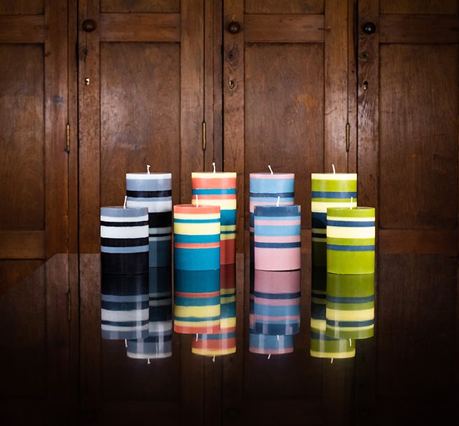 NEW COLOURS! STRIPED PILLAR CANDLES