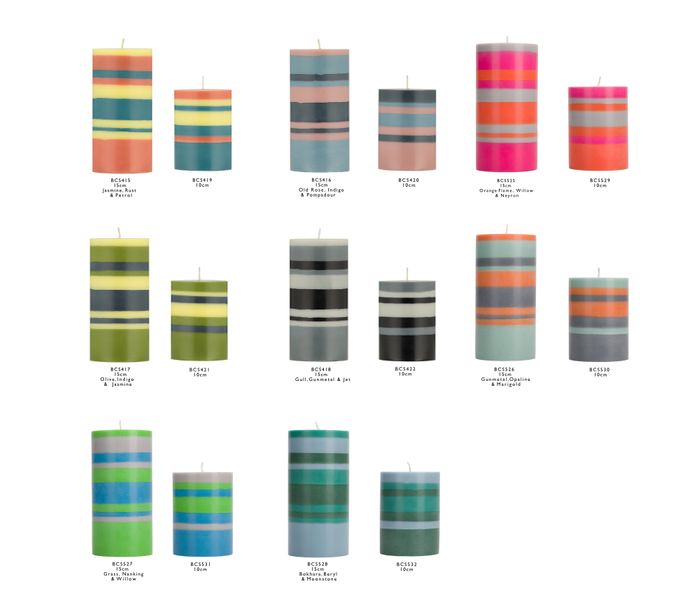 NEW COLOURS! STRIPED PILLAR CANDLES