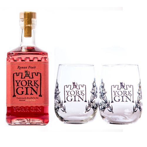 Large Bottle and pair of tumblers - York Gin Roman Fruit