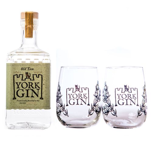 Large Bottle and pair of tumblers - York Gin Old Tom