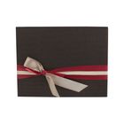 Emartbuy Set of 3 Gift Box, Dark Brown Box with Lid and Red Gold Satin Decorative Ribbon
