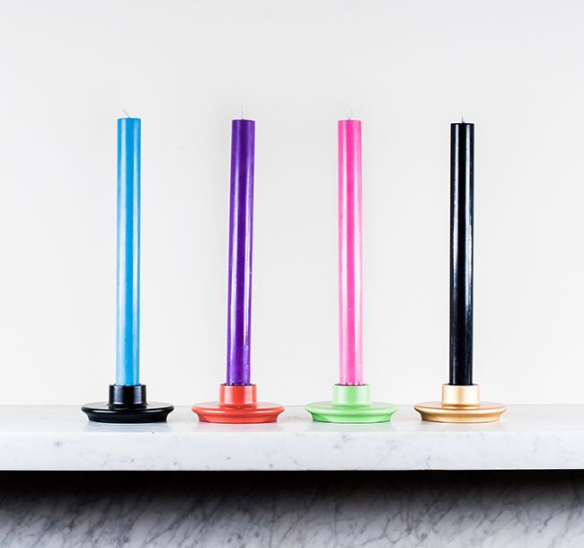 SOLID SETS OF 6 COLOURED DINNER CANDLES