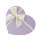 Emartbuy Set of 3 Rigid Heart Shaped Presentation Gift Box, Textured White Box with Lilac Lid, Polka Dots Interior and Satin Bow Ribbon
