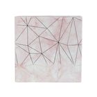 Emartbuy Set of 3 Rigid Square Luxury Presentation Gift Box, Pink Marble Effect with Gold Origami Lines and Pink Chequered Interior