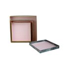 Emartbuy Set of 3 Rigid Square Luxury Presentation Gift Box, Blue/Grey Marble Effect with Gold Origami Lines and Pink Chequered Interior