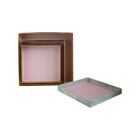 Emartbuy Set of 3 Rigid Square Luxury Presentation Gift Box, Sea Green Marble Effect with Gold Origami Lines and Pink Chequered Interior