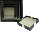 Emartbuy Set of 4 Gift Box, Black Box with Lid, Printed Interior and Cream Satin Decorative Ribbon