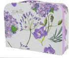 Emartbuy Set of 3 Rigid Luxury Presentation Suitcase Storage Gift Box, Lilac Floral Print with Lilac Lid, Lilac Interior with Metal Handle and Clasp