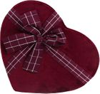 Emartbuy Set of 3 Rigid Luxury Hearts Shaped Presentation Velvet Gift Box, Burgundy Gift Box with Black Interior and Striped Decorative Ribbon
