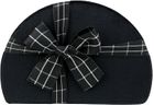 Emartbuy Set of 3 Rigid Luxury Semi Circle Shaped Presentation Velvet Gift Box, Black Gift Box with Black Interior and Striped Decorative Ribbon
