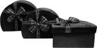 Emartbuy Set of 3 Rigid Luxury Semi Circle Shaped Presentation Velvet Gift Box, Black Gift Box with Black Interior and Striped Decorative Ribbon
