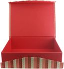 Shaped Presentation Handmade Cotton Paper Gift Box, Printed Red Pink Gold, Red Interior, Magnetic Lid