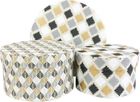 Emartbuy Set of 3 Rigid Luxury Round Shaped Presentation Handmade Cotton Paper Gift Box, Printed Black Gold White, Cream Interior