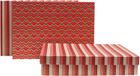 Emartbuy Set of 3 Rectangle Handmade Cotton Paper Gift Box, Printed Red Pink Gold, Red Interior