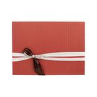 Emartbuy Rigid Gift Box, 29 x 20.5 x 6 cm, Textured Red Box with Lid and Red Beige Satin Ribbon