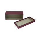 Emartbuy Rigid Luxury Rectangle Shaped Presentation Gift Box, 24 x 10 x 9 cm, Textured Burgandy Box with Lid, Printed Interior and Multicoloured Stripes Decorative Ribbon