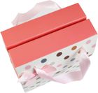 Emartbuy Pack of 12 Polka Dots Folding Box with Ribbon Christmas Party Box Gift Paper Box 17.5 cm x 14.7 cm x 9.8 cm - Polka Dots