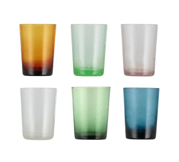RECYCLED BUBBLE GLASS TUMBLERS & WINE/WATER GLASSES