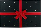 Emartbuy Rigid Single Slim Gift Box, 36 x 25 x 2.2 cm, Red Box with Black Lid with Stars, Brown Interior and Red Decorative Ribbon