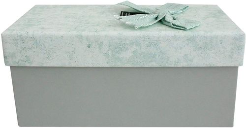 Emartbuy Rigid Gift Box, Grey Box with Textured Sea Green Lid and Decorative Bow