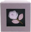 Emartbuy Rigid Luxury Square Shaped Presentation Gift Box, 11.5 x 11.5 x 9.5 cm, Purple Box with Lilac Lid, Chocolate Brown Interior and with Rose Flower Decoration