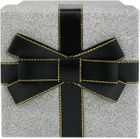 Emartbuy Gift Box, 11.5 x 11.5 x 12.7 cm, Black Box with Silver Glitter Lid and Black Ribbon