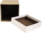 Emartbuy Gift Box, Light Brown Box with Cream Lid, Chocolate Brown Interior and Blue Bow Ribbon