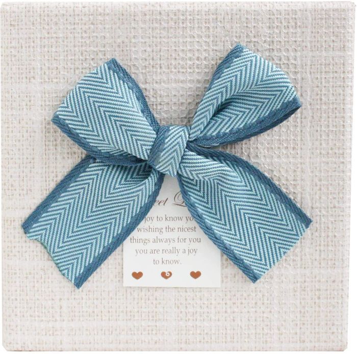 Emartbuy Gift Box, Light Brown Box with Cream Lid, Chocolate Brown Interior and Blue Bow Ribbon