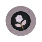 Emartbuy Rigid Luxury Round Shaped Presentation Gift Box, 13.8 x 8.5 cm, Purple Box with Lilac Lid, Chocolate Brown Interior and with Rose Flower Decoration