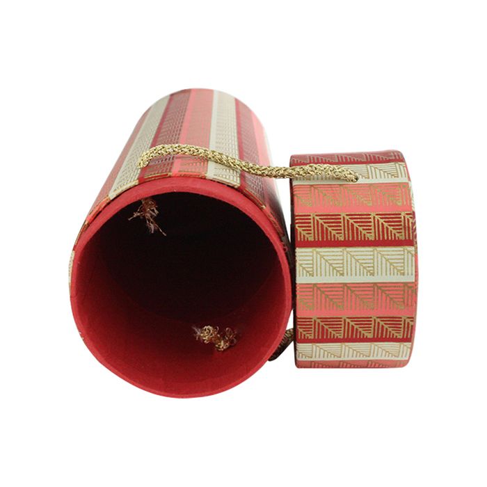 Emartbuy Rigid Luxury Round Shaped Presentation Handmade Cotton Paper Wine Gift Box, Printed Red Pink Gold, Red Interior Visit the Emartbuy Store