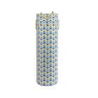 Emartbuy Rigid Luxury Round Shaped Presentation Handmade Cotton Paper Wine Gift Box, Printed Blue Gold White, Cream Interior