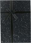 Emartbuy Rigid Gift Box, 33 x 23 x 13.5 cm, Black Box with Black and Gold Silver Lid and Gold Ribbon