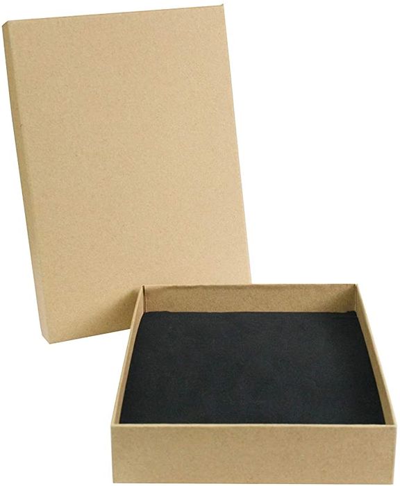 Emartbuy Brown Cardboard Jewellery Pendant Boxes, Ring Boxes, Gift Box for Anniversaries, Weddings, Birthdays Size - 21 cm x 15 cm x 3.5 cm