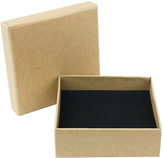 Emartbuy Brown Cardboard Jewellery Pendant Boxes, Ring Boxes, Gift Box for Anniversaries, Weddings, Birthdays Size - 9 cm x 9 cm x 3 cm