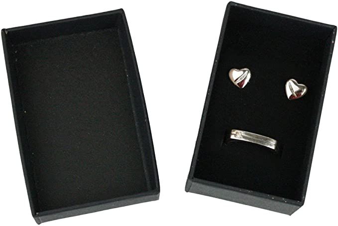 Emartbuy Black Cardboard Jewellery Pendant Boxes, Ring Boxes, Gift Box for Anniversaries, Weddings, Birthdays Size - 8 cm x 5 cm x 3 cm