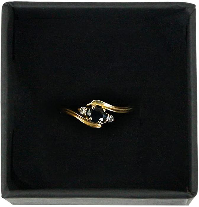 Emartbuy Black Square Cardboard Jewellery Ring Boxes, Gift Box for Anniversaries, Weddings, Birthdays Size - 5 cm x 5 cm x 4 cm