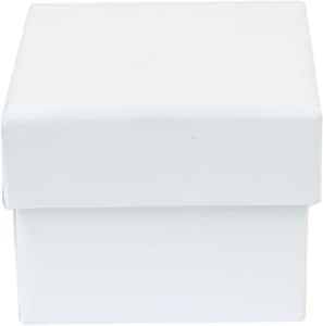 Emartbuy White Square Cardboard Jewellery Ring Boxes, Gift Box for Anniversaries, Weddings, Birthdays Size - 5 cm x 5 cm x 4 cm
