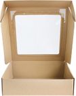 Emartbuy Rectangle Shaped Presentation Gift Box, 29 cm x 27 cm x 6.5 cm, Brown Kraft Box with Clear Lid