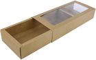 Emartbuy Rectangle Shaped Presentation Gift Box, Slide Out Drawer Style, 27 cm x 12 cm x 5 cm, Brown Kraft Box with Clear Window Lid