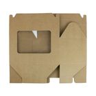 Emartbuy Strong Paper Stand Up Square Gift Box Bag, 9 cm x 9 cm x 16 cm, Brown Kraft Bag Box Cupcakes Cookies Muffin Pie Box with Clear Window and Carry Handle