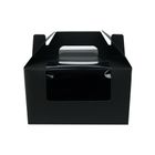Emartbuy Strong Paper Stand Up Square Gift Box Bag, 9 cm x 9 cm x 16 cm, Black Kraft Bag Box Cupcakes Cookies Muffin Pie Box with Clear Window and Carry Handle