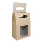 Emartbuy Strong Paper Stand Up Gift Bag, 27 cm x 16 cm x 9 cm, Brown Kraft Bag Candy Cookies Box with Clear Window